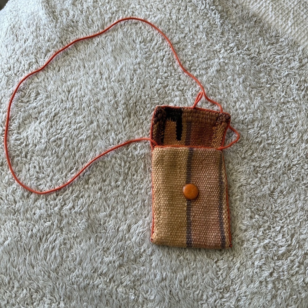 Vintage hippie tiny crossbody/cigarette/phone holder pouch with string/strap